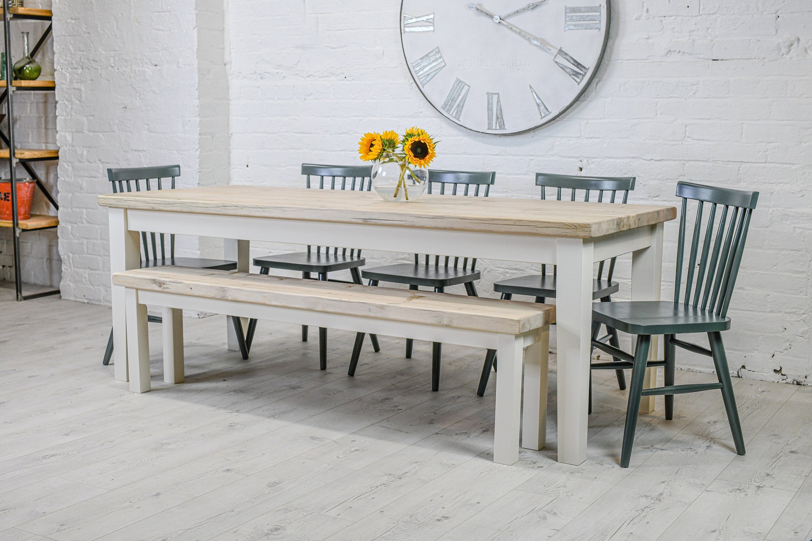 Contemporary Dining Table and Bench Set Farmhouse Table - Etsy UK