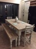 Farmhouse dining table with reclaimed wood top and bench, made to measure in any size, shabby chic farrow & ball painted 6 or 8 seater 