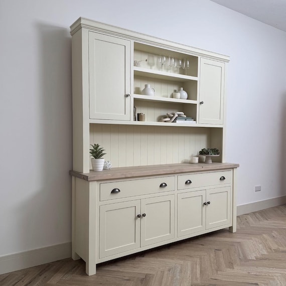 Large Shaker Style Welsh Dresser. 2 Drawer Over 2 Cupboard Bottom and 2  Cupboard 3 Shelf Top. Weathered Oak Top & Painted Base Contemporary - Etsy