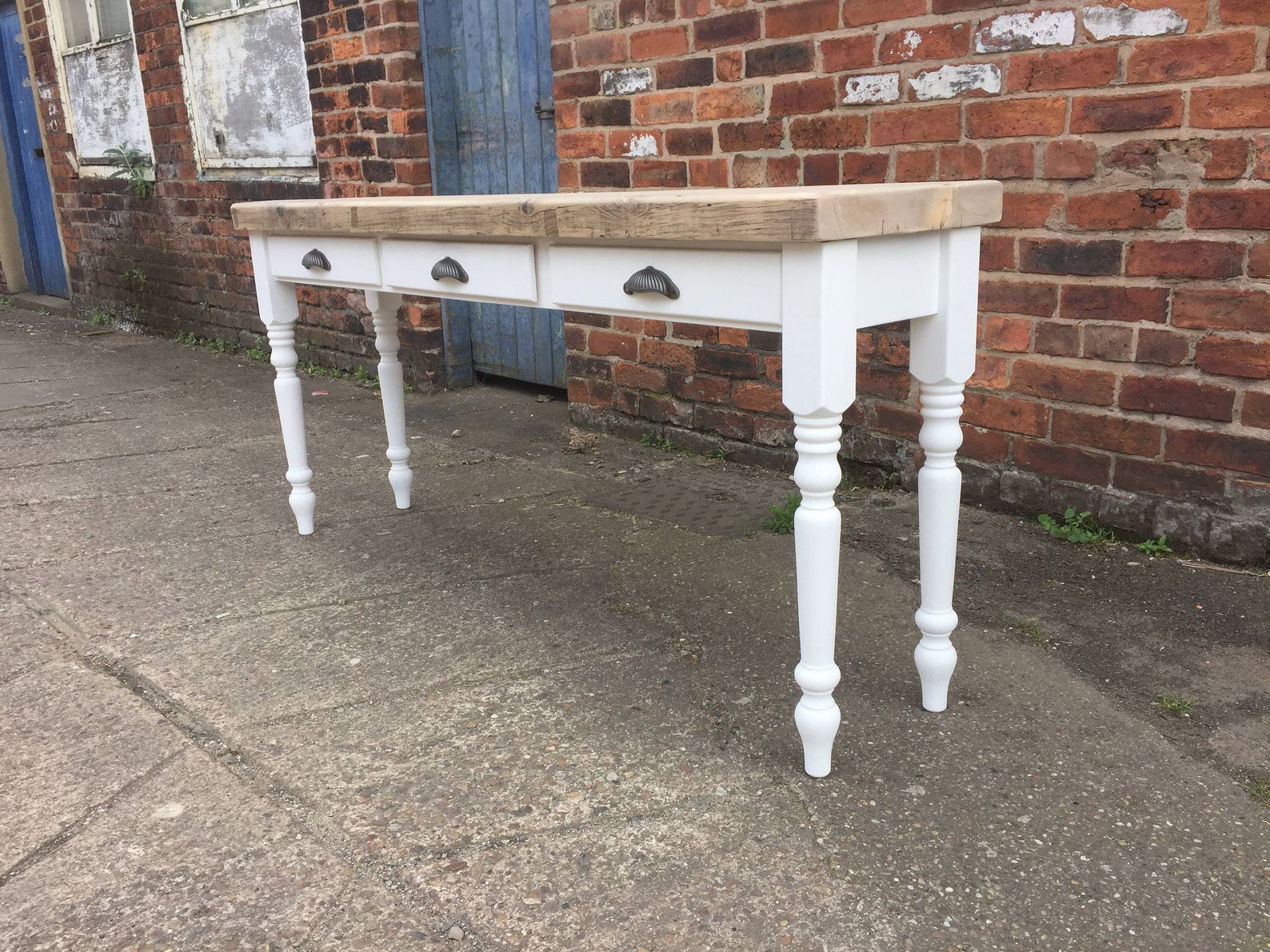 Reclaimed Chunky Wood Console Table With 3 Drawers. Hall Side Etsy UK