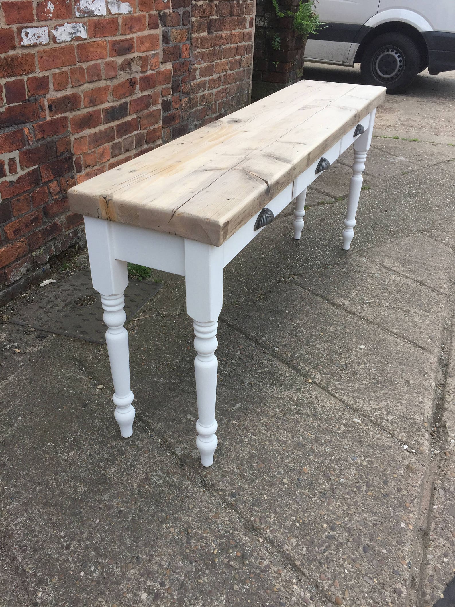 Reclaimed Chunky Wood Console Table With 3 Drawers. Hall Side Etsy UK