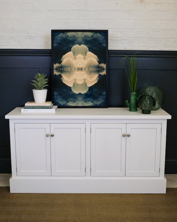 Large Double Door Sideboard Painted White. Simple Modern Shaker