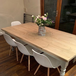 Farmhouse Dining Table Set with bench. Rustic reclaimed wood handmade kitchen table in any size image 4