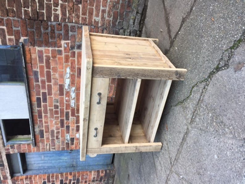 Rustic Pine wood Free standing kitchen island. 1 Drawer unit with 2 open shelves. Great bar or counter service table. Made to any size image 2
