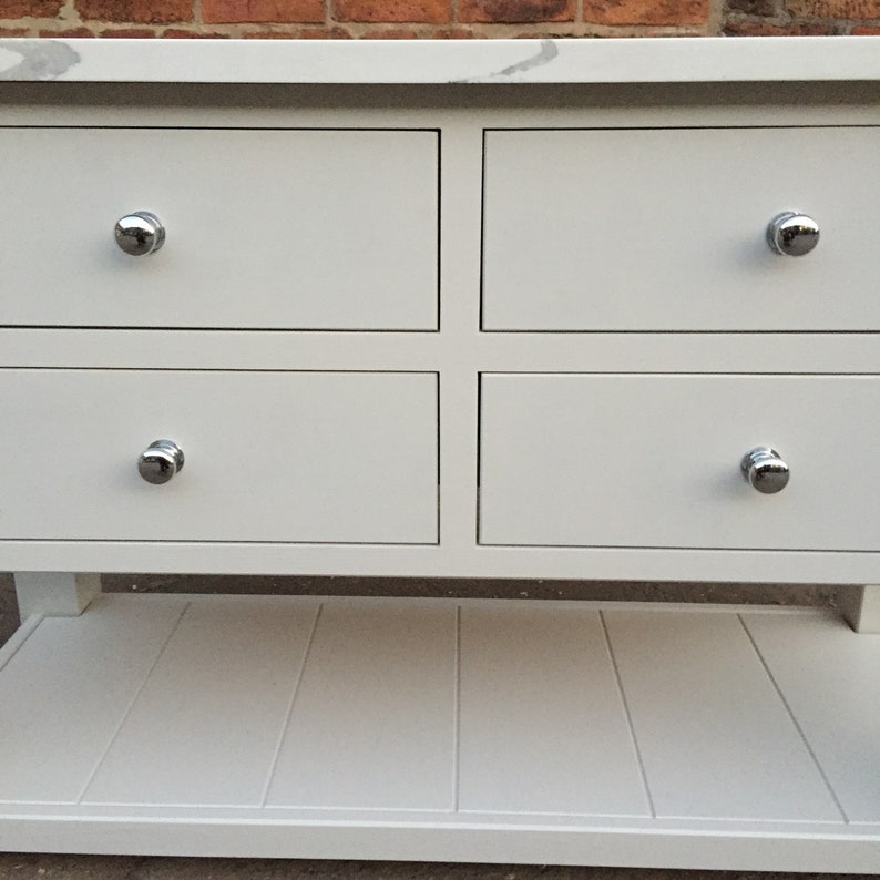 Bespoke Bathroom Vanity Unit With White Marble Quartz Top Made Etsy