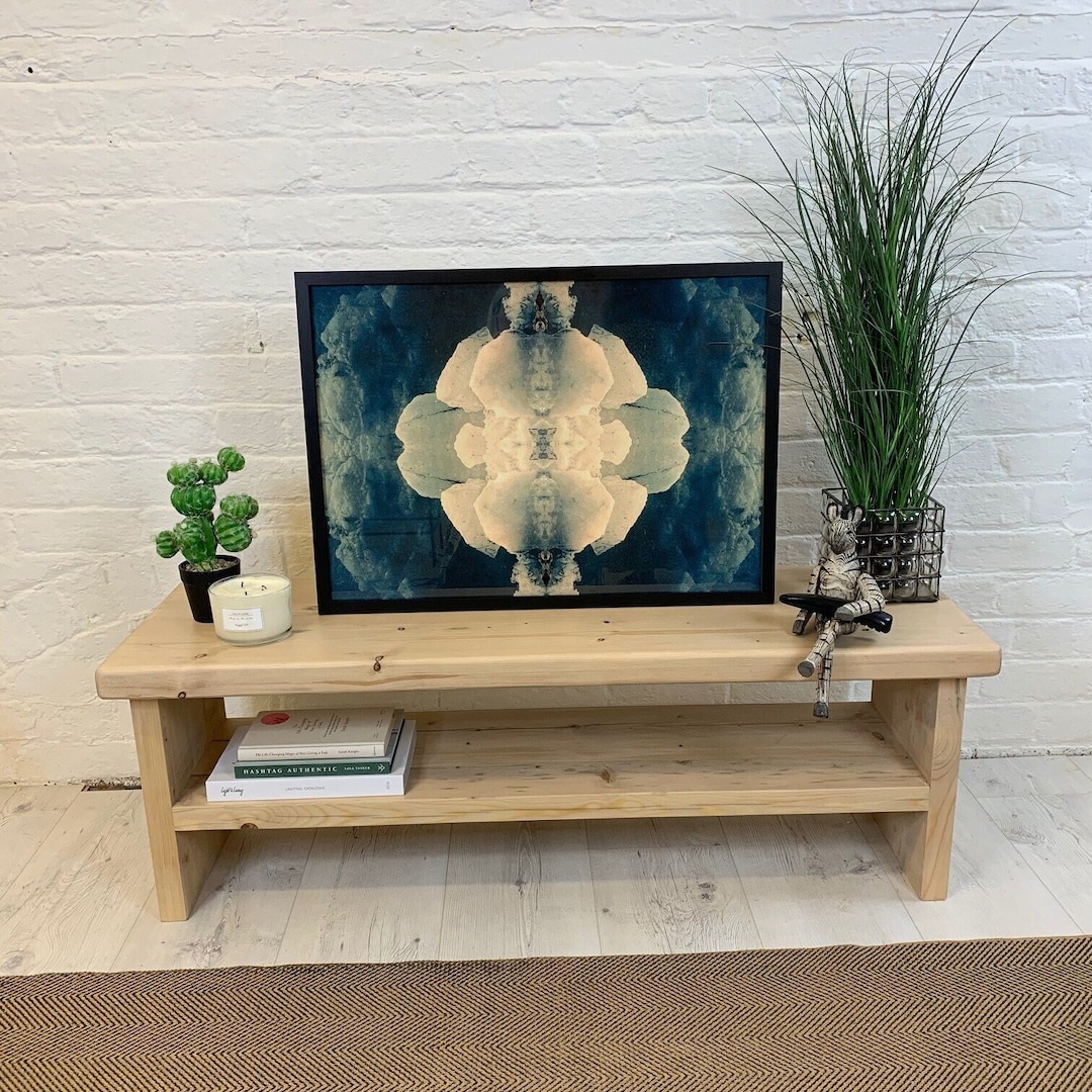 Rustic Solid Wood Open Shelf TV Unit. TV Stand Table With Etsy UK