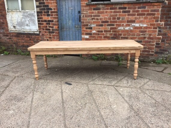 Large 7 Foot Rustic Wood Farmhouse Dining Table. Rustic Pine Made