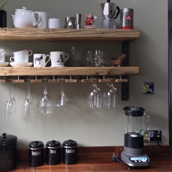 Reclaimed Wood Made to Measure Chunky Kitchen Shelves With