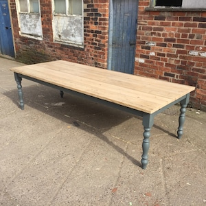 Extra wide farmhouse dining table with reclaimed wood rustic - made to any size or colour
