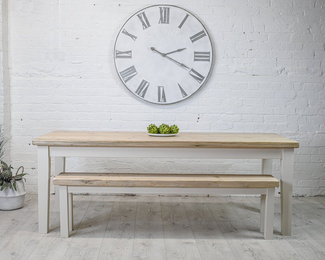 Contemporary Dining Table and Bench Set Farmhouse Table - Etsy UK