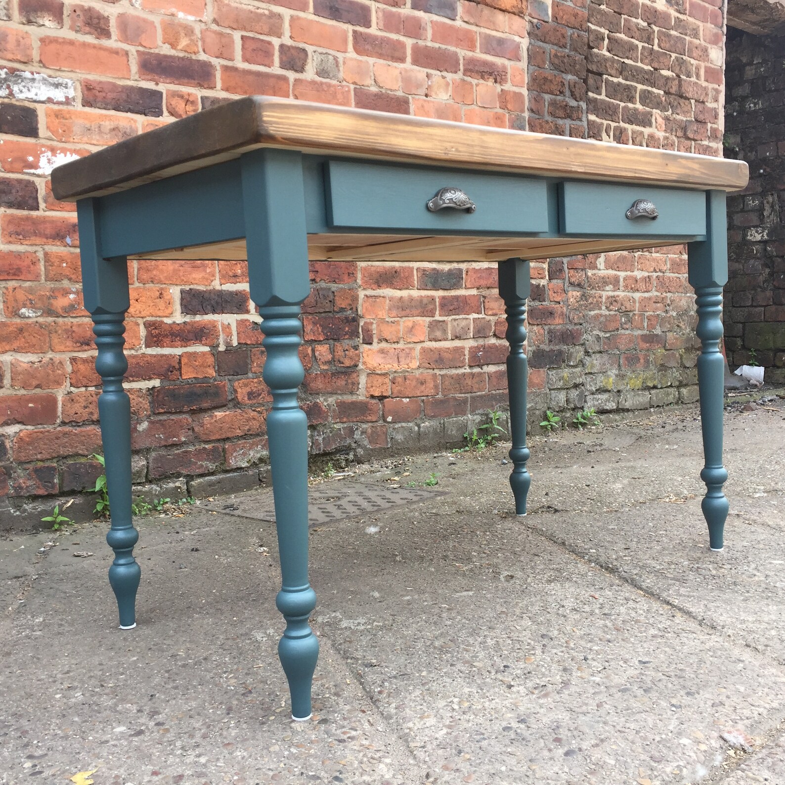 Reclaimed Wood Writing Desk With 2 Drawer Base. Dark Walnut Etsy UK