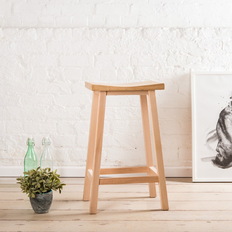 Scandi style Oak and Beech breakfast bar stool. Can be painted in any colour image 2