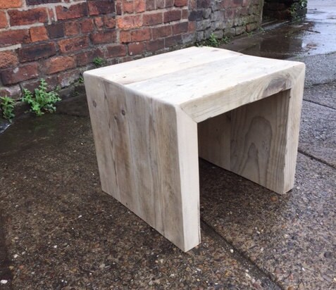 Rustic Solid Wood Side Table. Up and over coffee table with thick rustic wood legs and top. Made to any size.