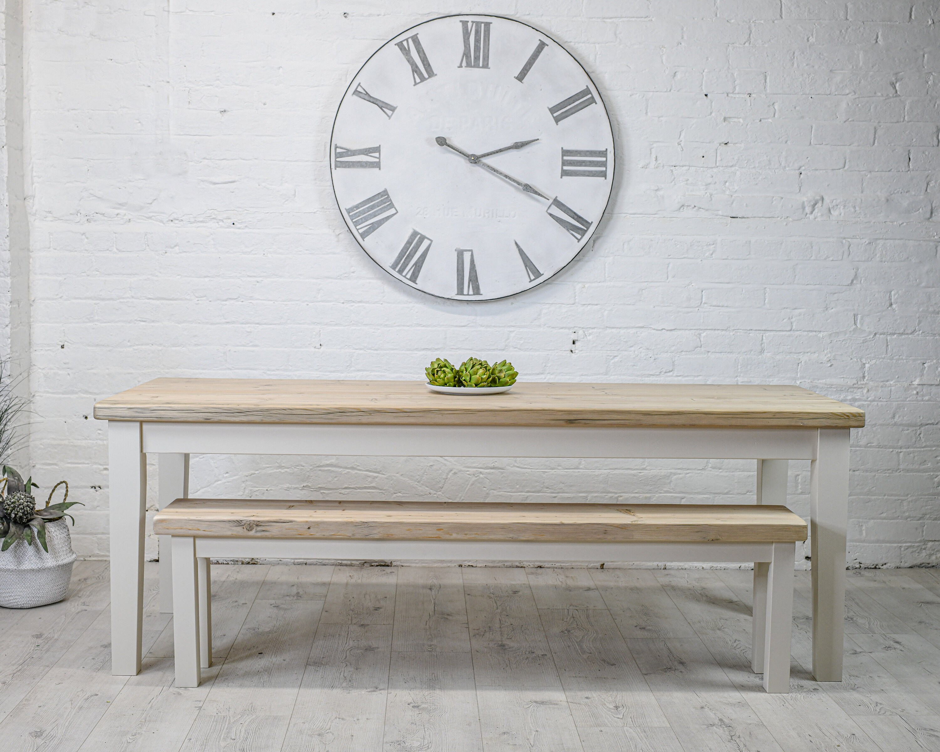 Contemporary Dining Table and Bench Set Farmhouse Table - Etsy UK