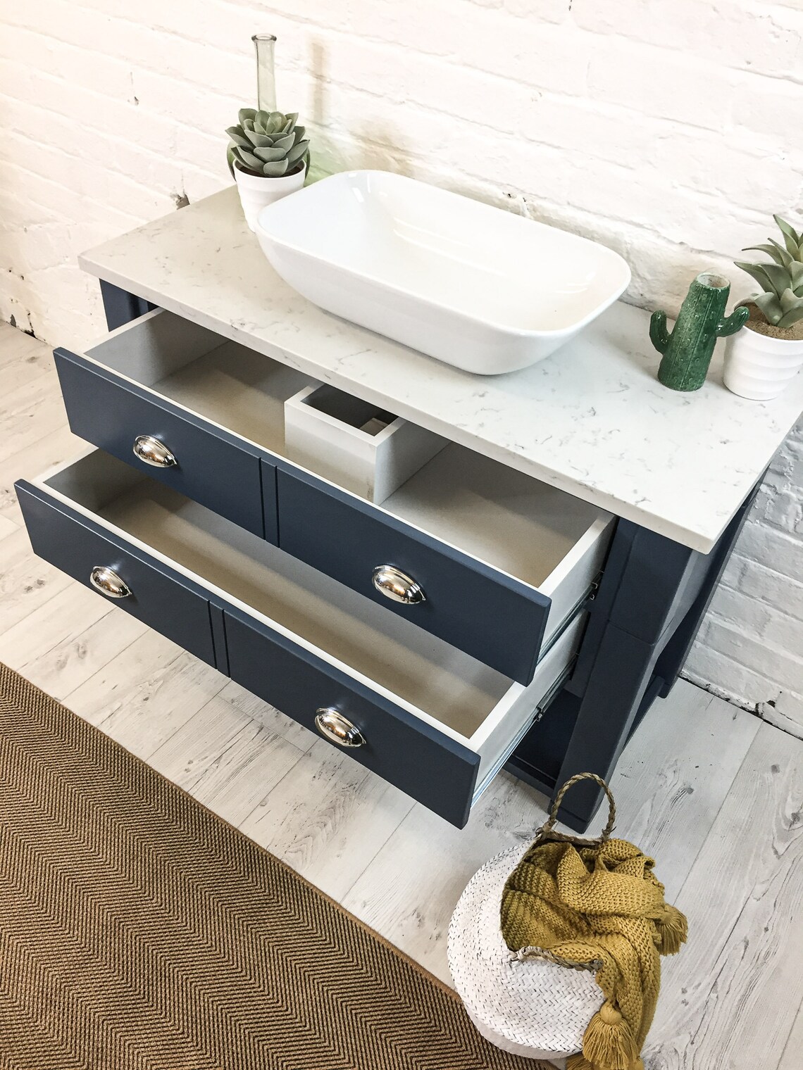 Bespoke bathroom Vanity unit made to any size. Drawer top with Etsy