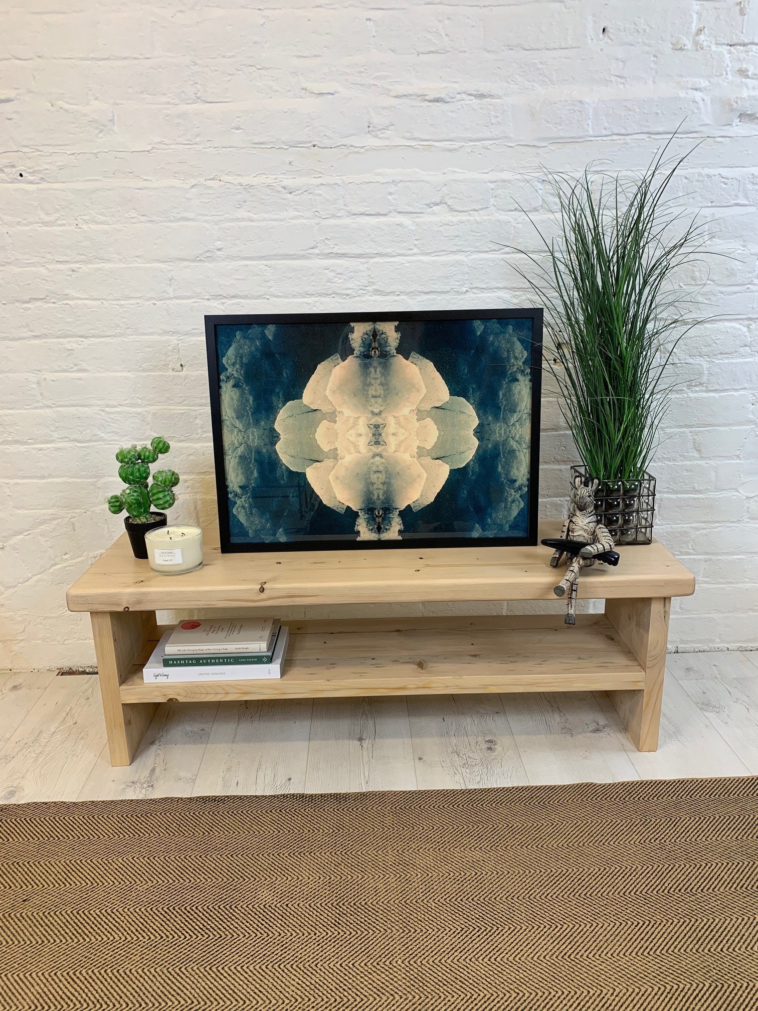 Reclaimed wood open shelf TV Unit. Tv stand table with lower Etsy