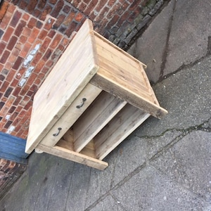 Rustic Pine wood Free standing kitchen island. 1 Drawer unit with 2 open shelves. Great bar or counter service table. Made to any size image 1