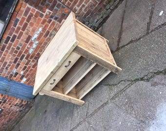 Rustic Pine wood Free standing kitchen island. 1 Drawer unit with 2 open shelves. Great bar or counter service table. Made to any size