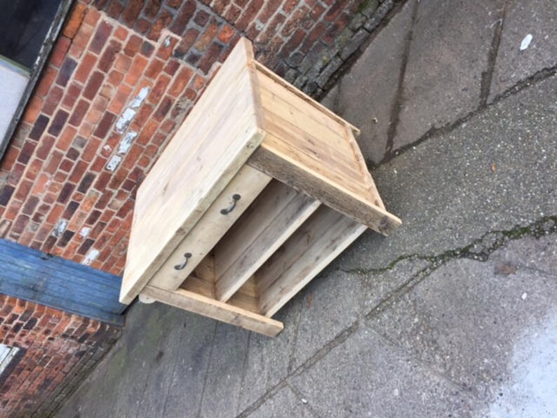 Rustic Pine wood Free standing kitchen island. 1 Drawer unit with 2 open shelves. Great bar or counter service table. Made to any size image 1