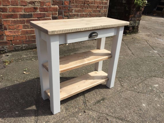 Reclaimed Wood Top Console Table With Shoe Rack Small Hall Etsy