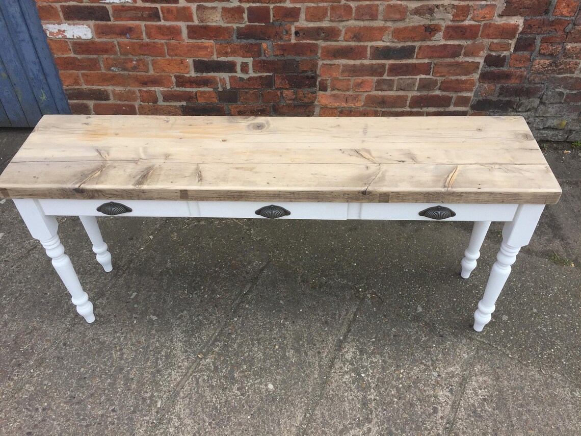 Reclaimed Chunky Wood Console Table With 3 Drawers. Hall Side Etsy UK