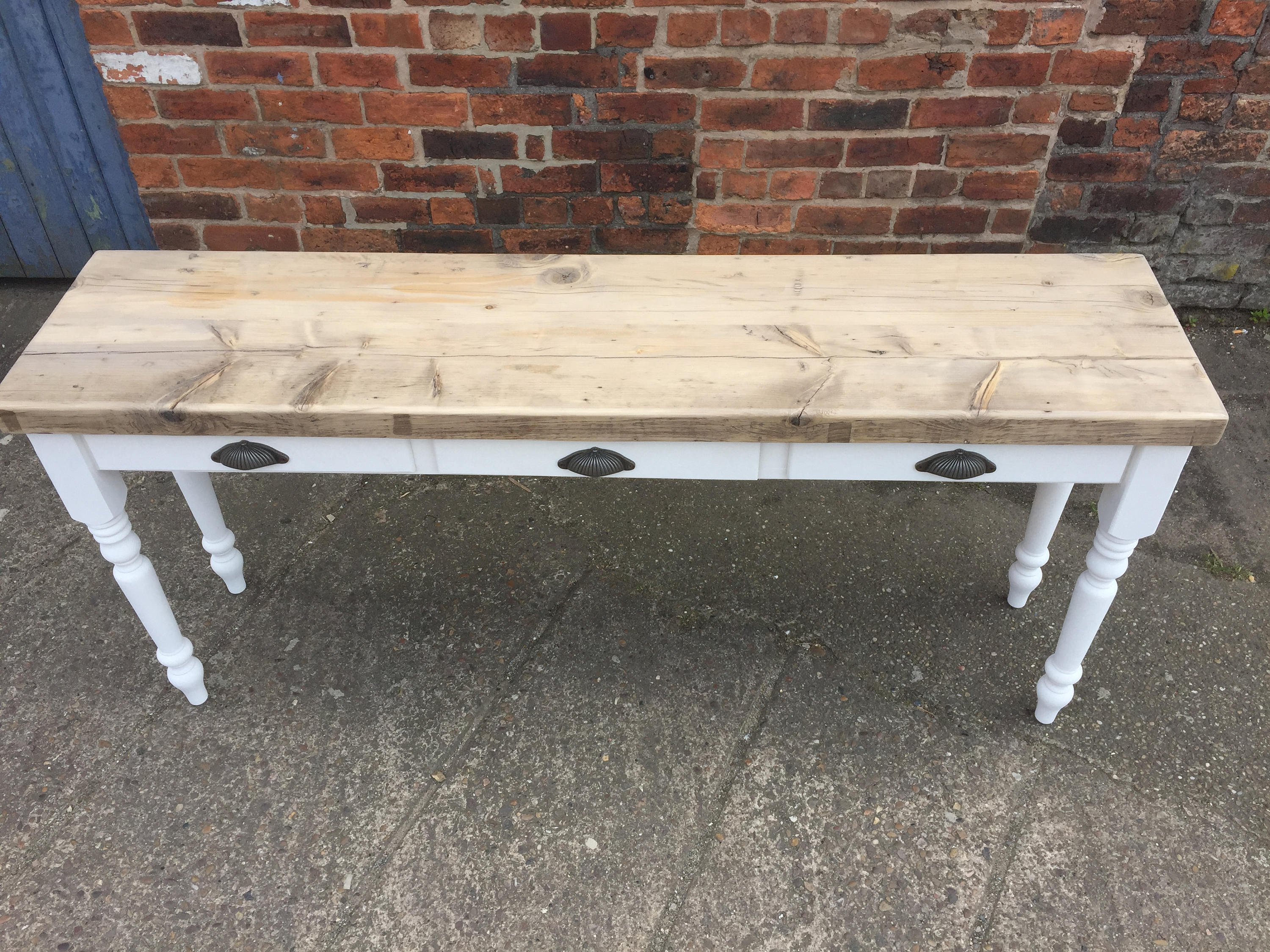 Reclaimed Chunky Wood Console Table With 3 Drawers. Hall Side | Etsy UK