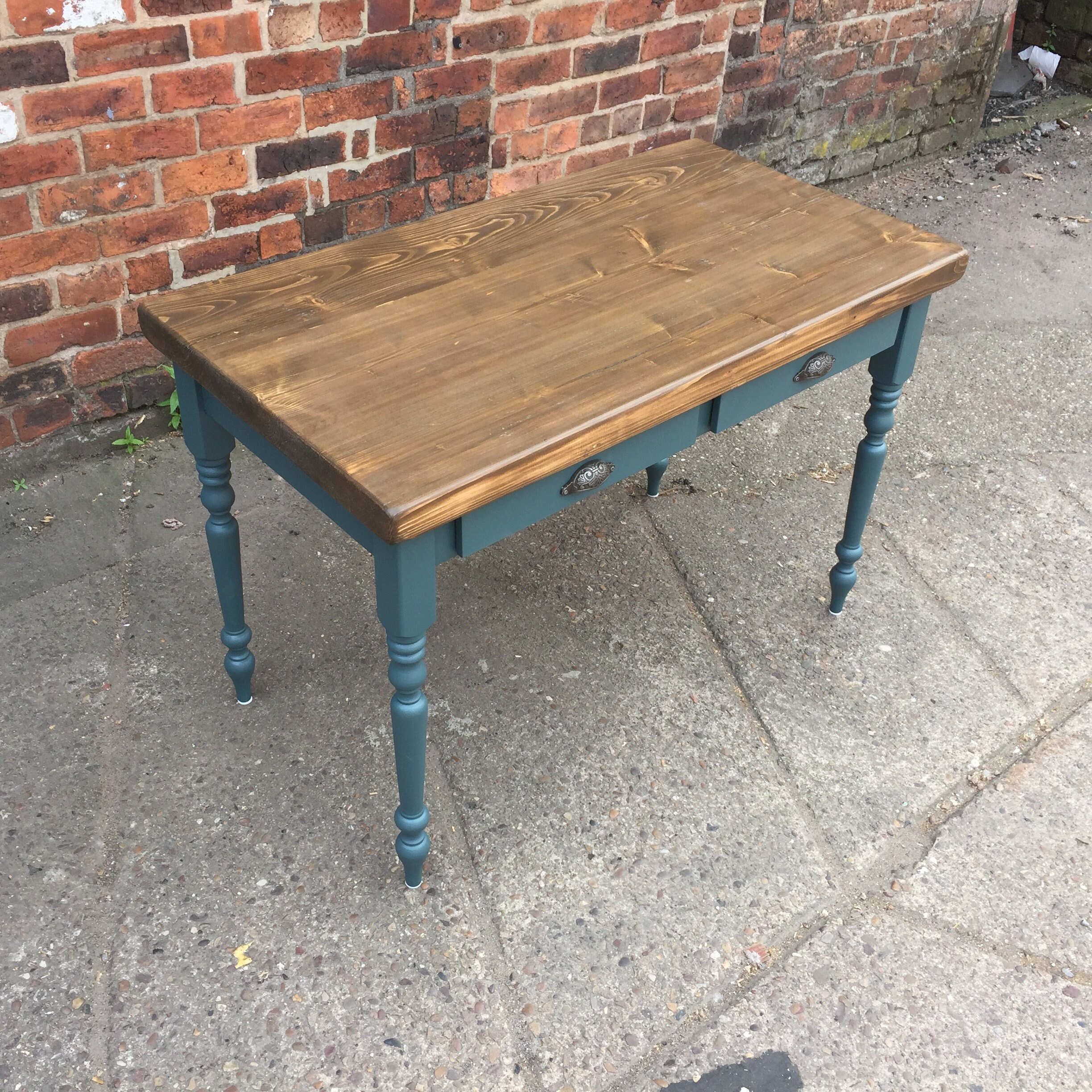 Reclaimed Wood Writing Desk With 2 Drawer Base. Dark Walnut Etsy UK