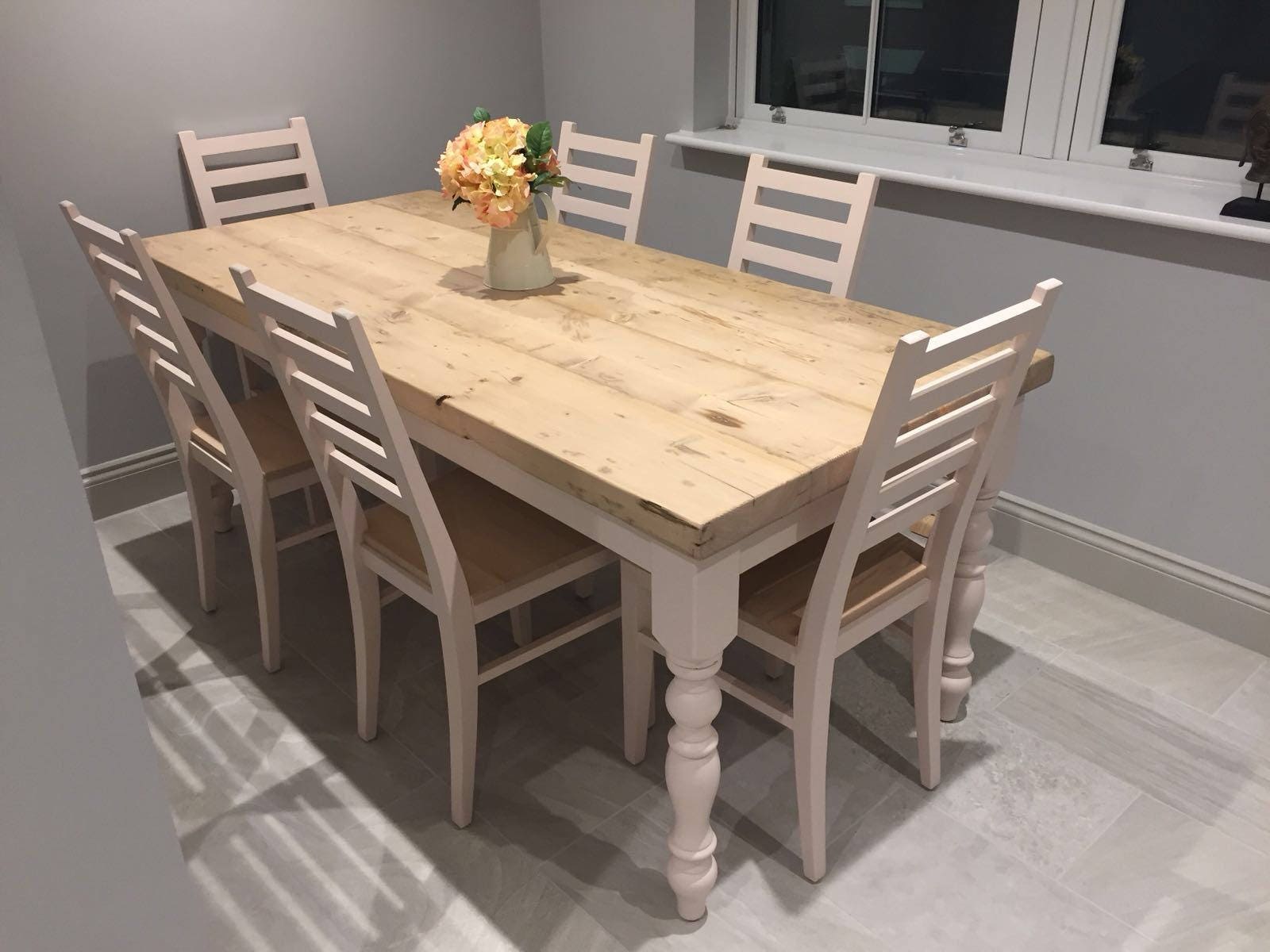 6ft Farmhouse Dining Table With Reclaimed Wood Top And 6 Etsy