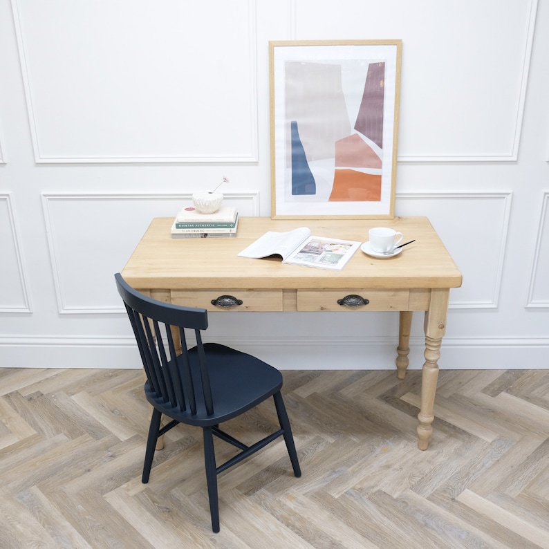 Reclaimed Wood Writing Desk With 2 Drawer Base. Dark Walnut Etsy UK