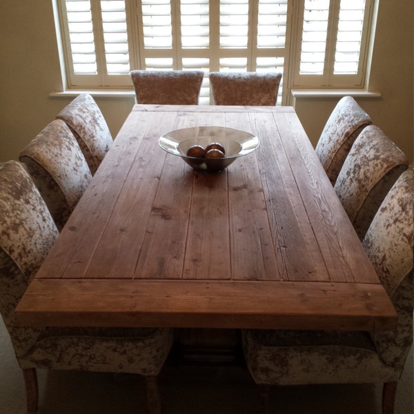 Reclaimed wood top 8 foot Table, made to order, handmade to size, dining table, restaurant, thick pine top, bespoke aged finish, farmhouse