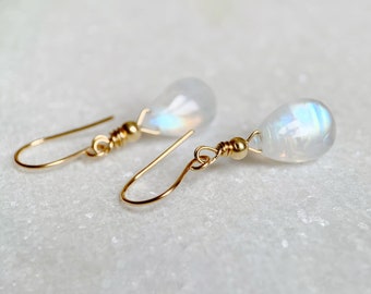 Rose Gold Earrings cute small ELEGANT EARRINGS Gemstone Earrings Moonstone Earrings Macrame Boho Earrings Crystal Earrings Elven Jewelry