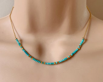 Arizona turquoise necklace / Gold turquoise necklace / December birthstone / Gift for her