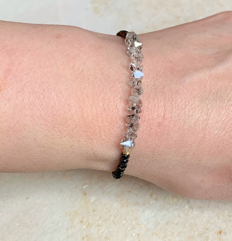 Salt and Pepper Herkimer Diamond Bracelet / Silver Herkimer Etsy