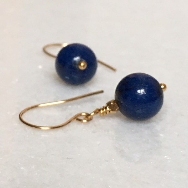 Boucles d’oreilles simples lapus lazuli drop / Boucles d’oreilles lapis en or / Bijoux Lapis lazuli / Cadeau pour elle