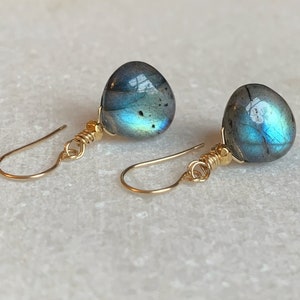 Gold labradorite earrings / Labradorite jewellery / Gift for her