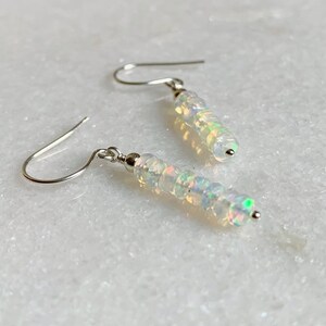 Silver opal earrings / Opal stick earrings / October birthstone earrings / opal jewellery / Gift for her