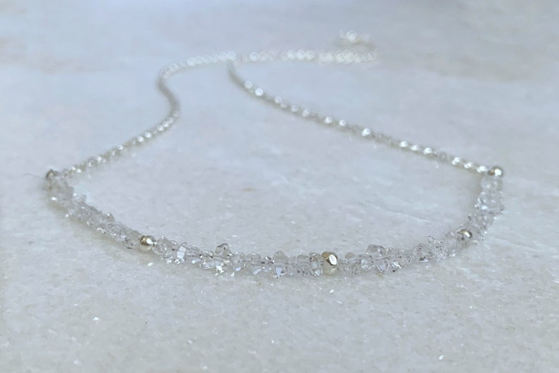 Dainty silver Herkimer diamond necklace Herkimer diamond jewellery April birthstone jewellery Gift for her