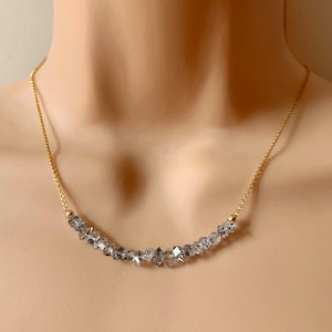 Gold Herkimer diamond necklace / Salt and pepper Herkimer diamond necklace / Herkimer diamond jewellery / Gift for her