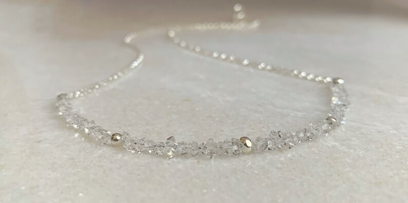 Dainty silver Herkimer diamond necklace Herkimer diamond jewellery April birthstone jewellery Gift for her