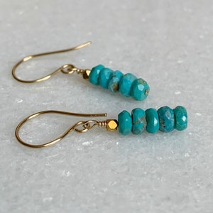 Dainty turquoise earrings / Gold turquoise drop earrings / December birthstone earrings / Gift for her