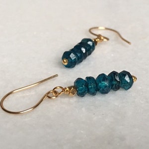 Gold topaz earrings / London blue topaz dangles / Topaz jewellery / Gift for her