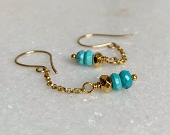 Dainty turquoise earrings / Gold turquoise earrings / December birthstone / Gift for her
