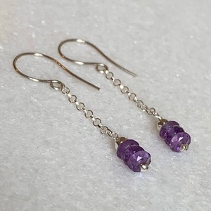 Dainty amethyst earrings / Amethyst jewellery / February birthstone earrings / Gift for her