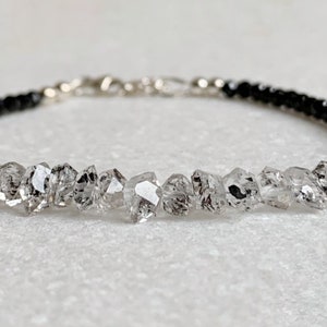 Salt and pepper Herkimer diamond bracelet / Silver Herkimer diamond bracelet / Herkimer diamond jewellery / April birthstone / Gift for her