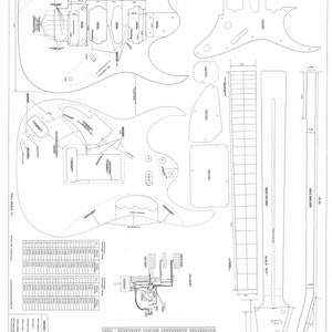 Ibanez JEM777 electric  guitar full scale PLANS  to make this guitar - digital download   in PDF format
