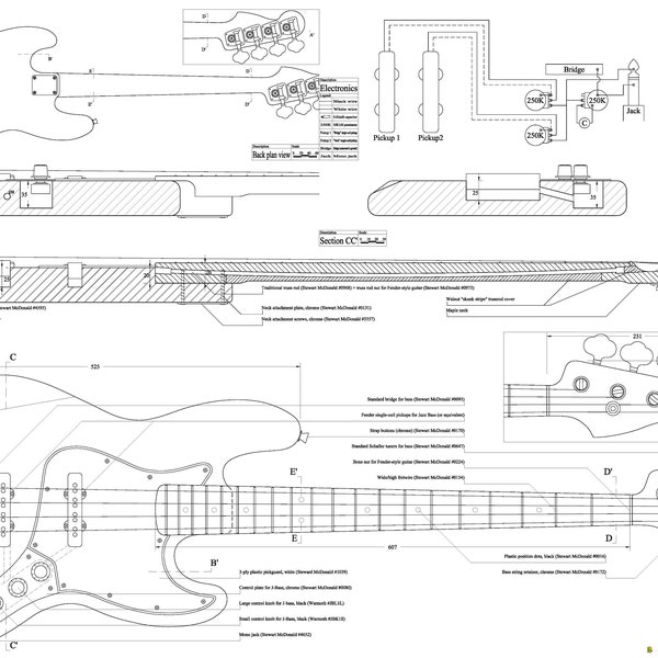 Fender Jazz Bass guitar PLANS  to make this guitar - digital download