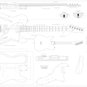 Fender Telecaster thinline 69 -  Full Scale PLANS  to make this electric Guitar - digital download   in PDF format