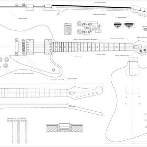 Firebird Studio elektrische gitaar op ware grootte PLANNEN om deze gitaar te maken: digitale download in pdf-indeling