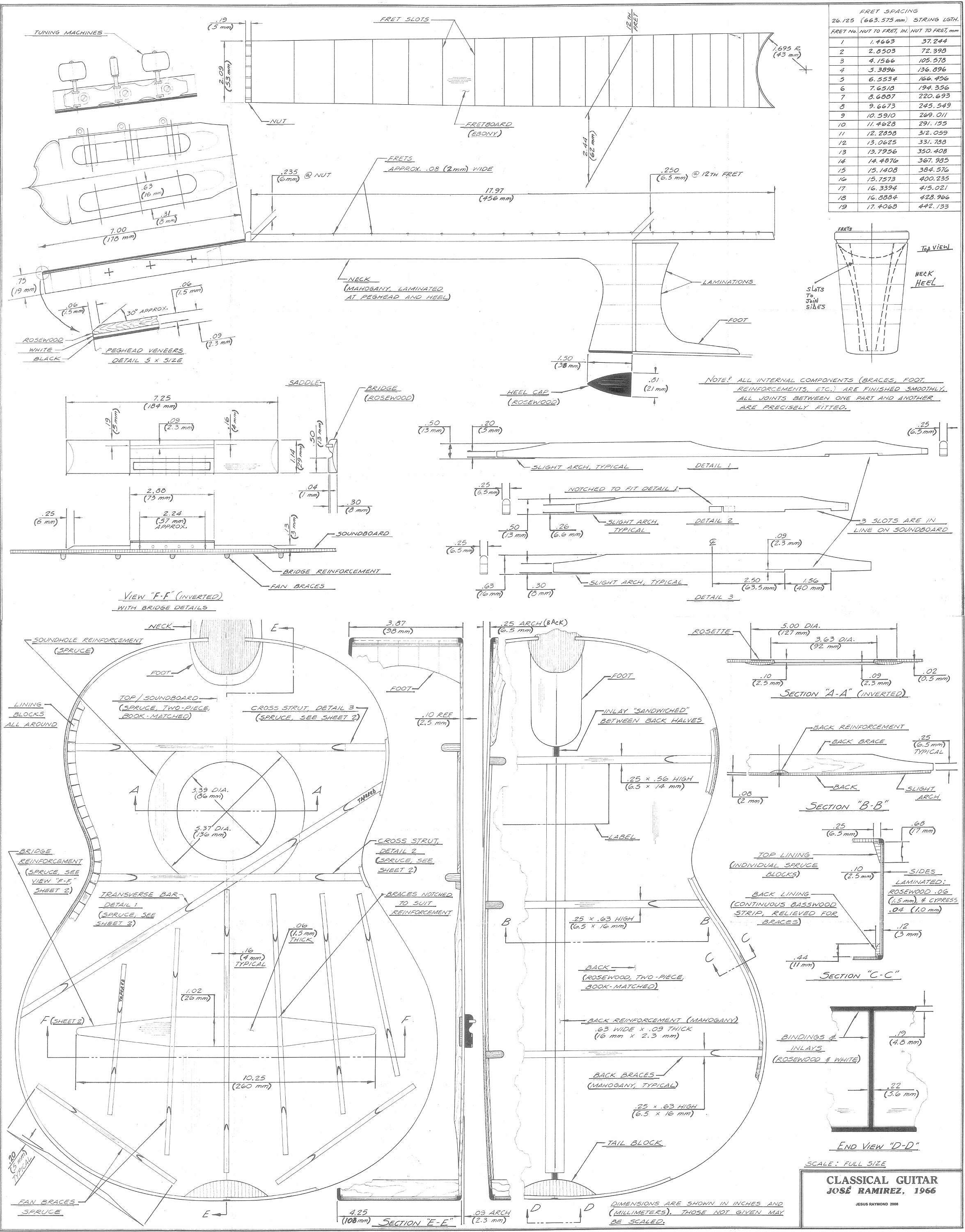 Ramirez Classical Guitar PLANS to Make This Guitar Digital Download in