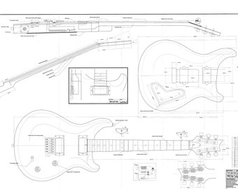 Guitare électrique PRS à grande échelle PLANS pour fabriquer cette guitare - téléchargement numérique au format PDF